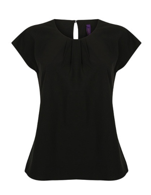 W597 Henbury Ladies Pleat Front Short Sleeve Blouse