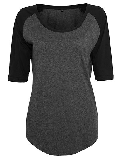 Build Your Brand Ladies 3/4 Contrast Raglan Tee