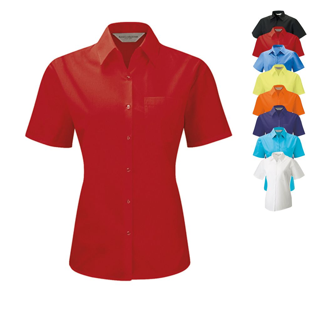 Z935F Russell Collection Kurzarm Popeline-Bluse