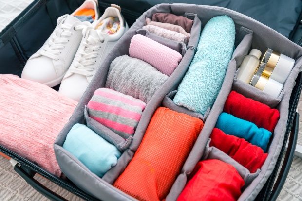 So manch einer mag es ganz besonders aufgeräumt - definitiv gut für den Überblick Sehr ordentlich gepackte Reisetasche