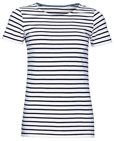 L01399 SOL´S Women`s Round Neck Striped T-Shirt Miles