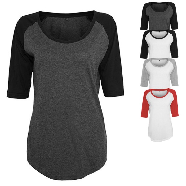BY022 Build Your Brand Damen 3/4 Ärmel Kontrast Raglan T-Shirt