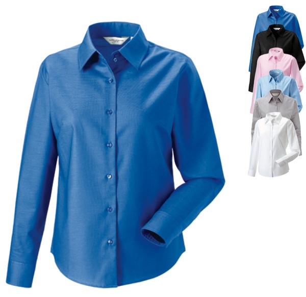 Z932F Russell Collection Langärmelige Oxford-Bluse