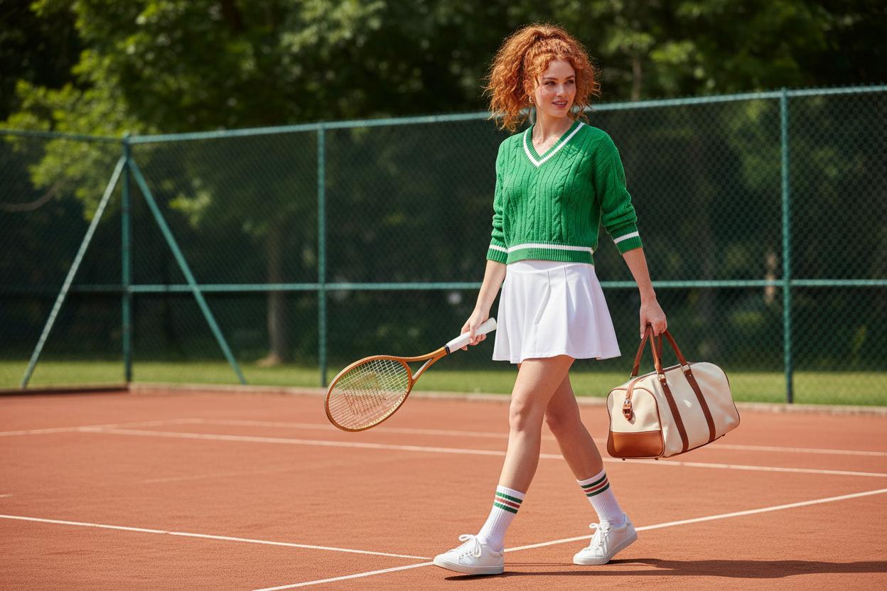 Tenniscore ist ein sportlicher, eleganter Look, der auf und abseits des Courts getragen wird