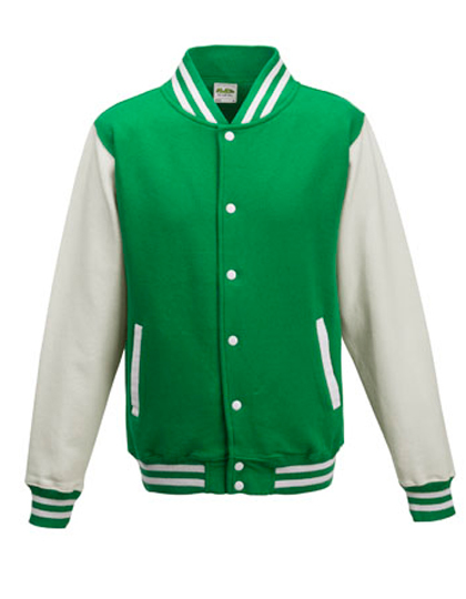 JH043 Just Hoods Jacke Baseball-Jacke mit kontrastfarbenen Ärmeln VARSITY-Jacke