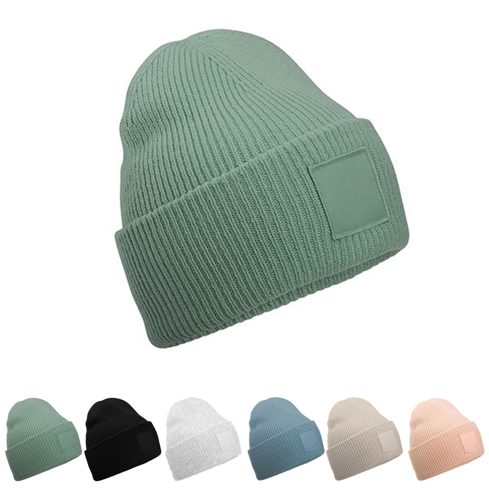 CB336R Beechfield Mütze mit breiten Umschlag und Aufnäher