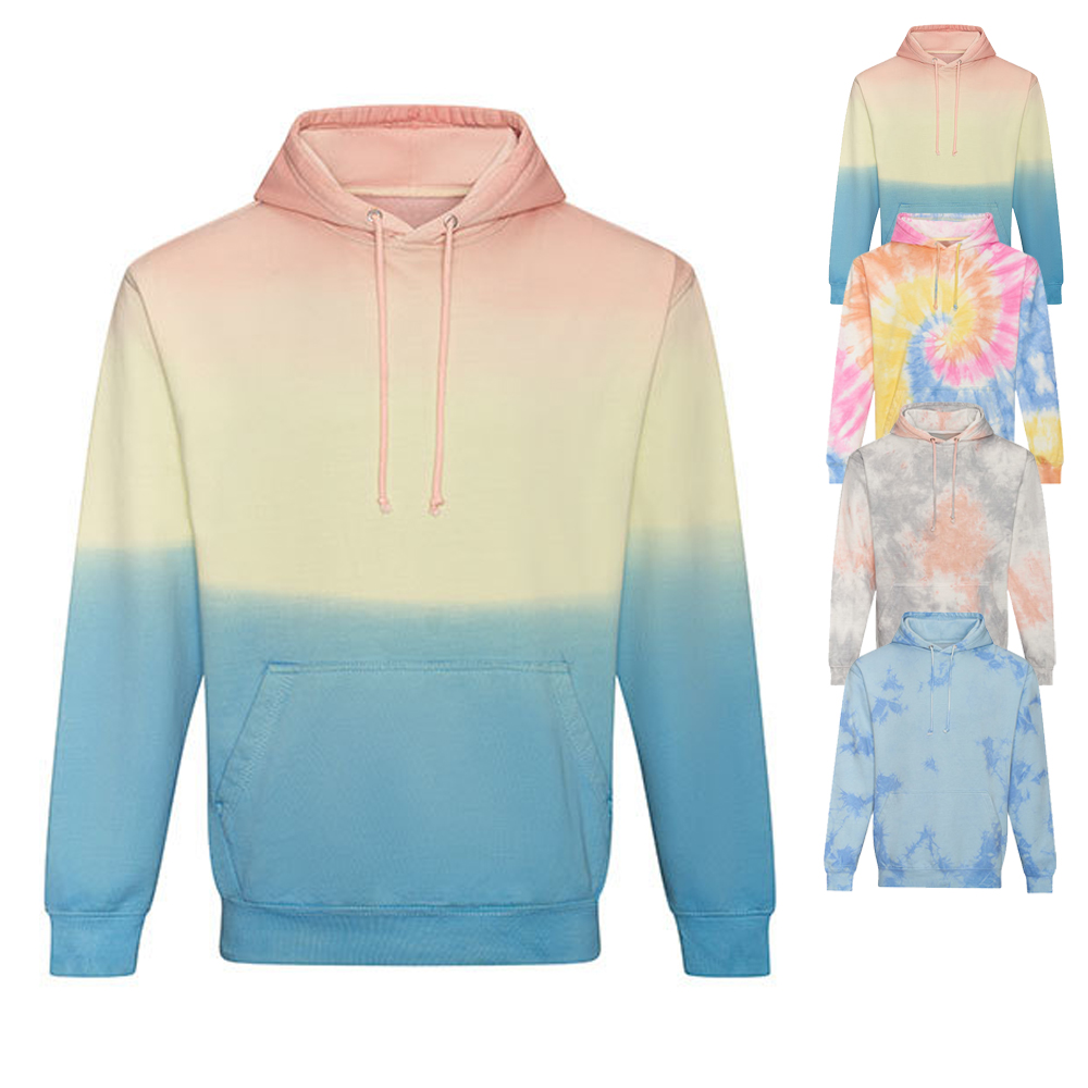 JH022 Just Hoods Kapuzensweatshirt im Tie-Dye-Design