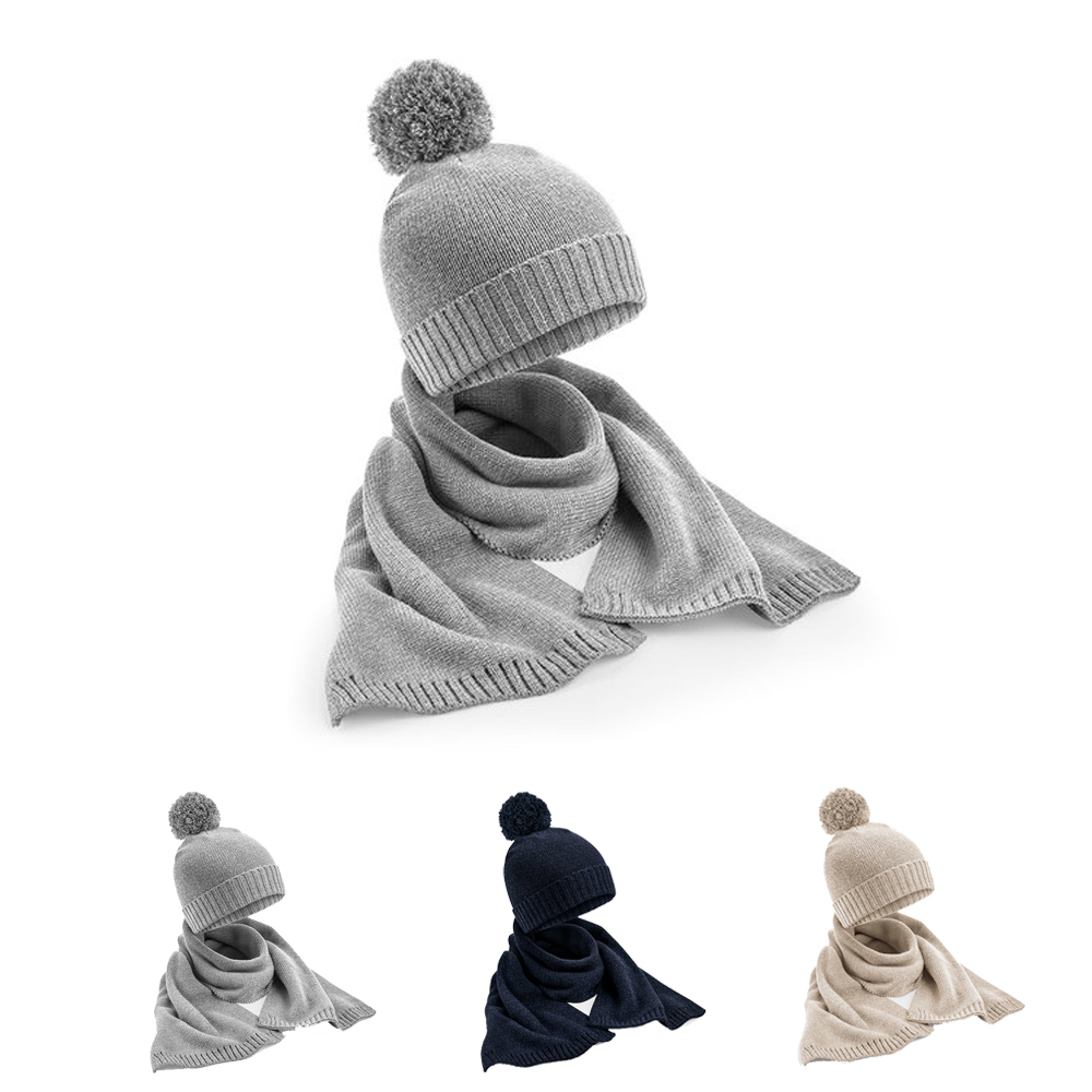 CB401 Beechfield Geschenkset aus Strickschal und Mütze