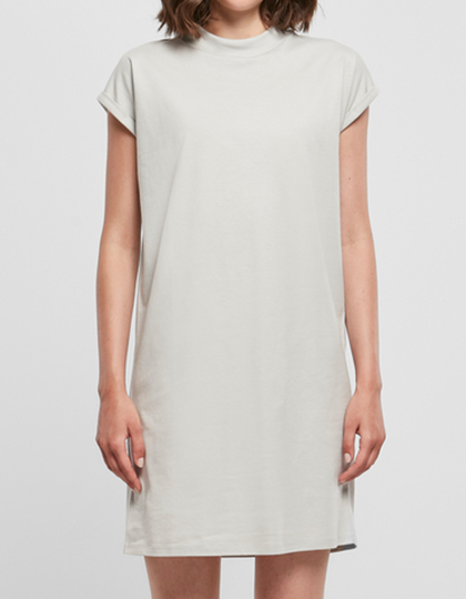 BY101 Build Your Brand Damen Stehkragen Kleid mit verlängerter Schulter