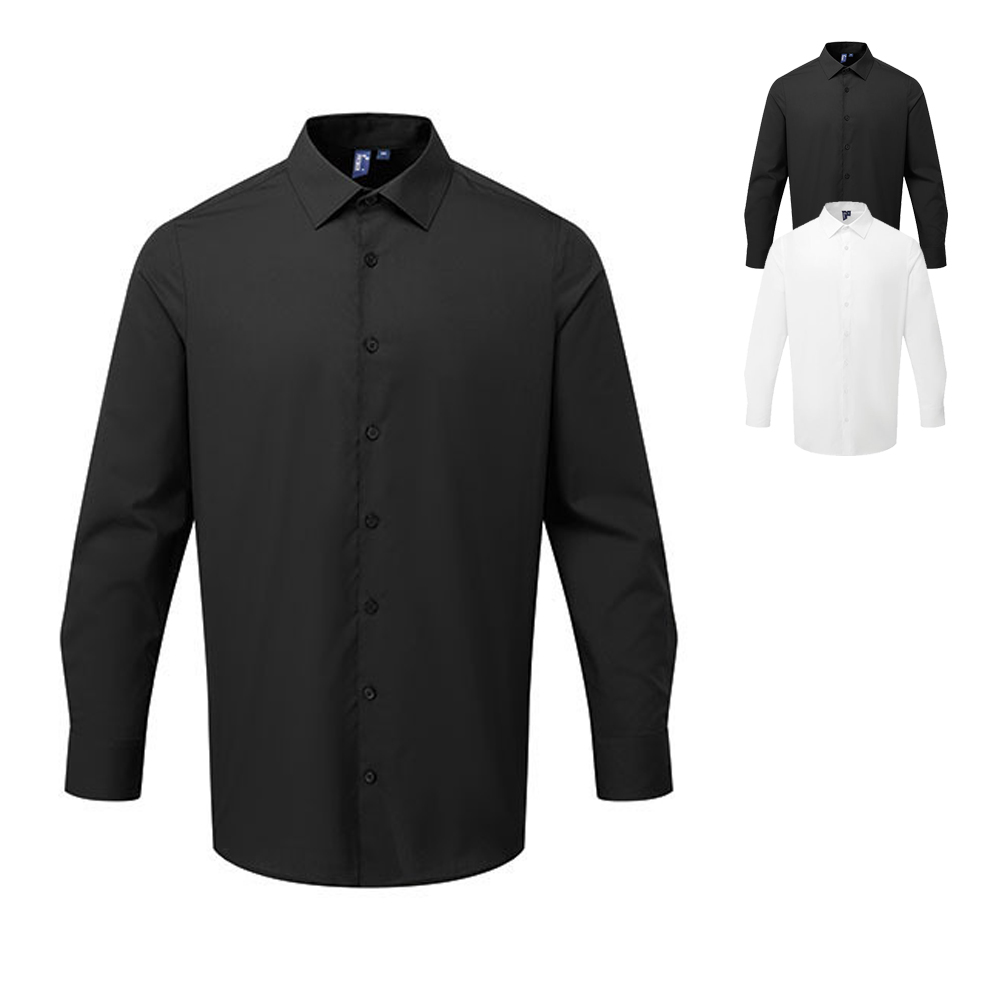 PW203 Premier Workwear Herren Poplin Hemd ‘Recyclight’ langarm