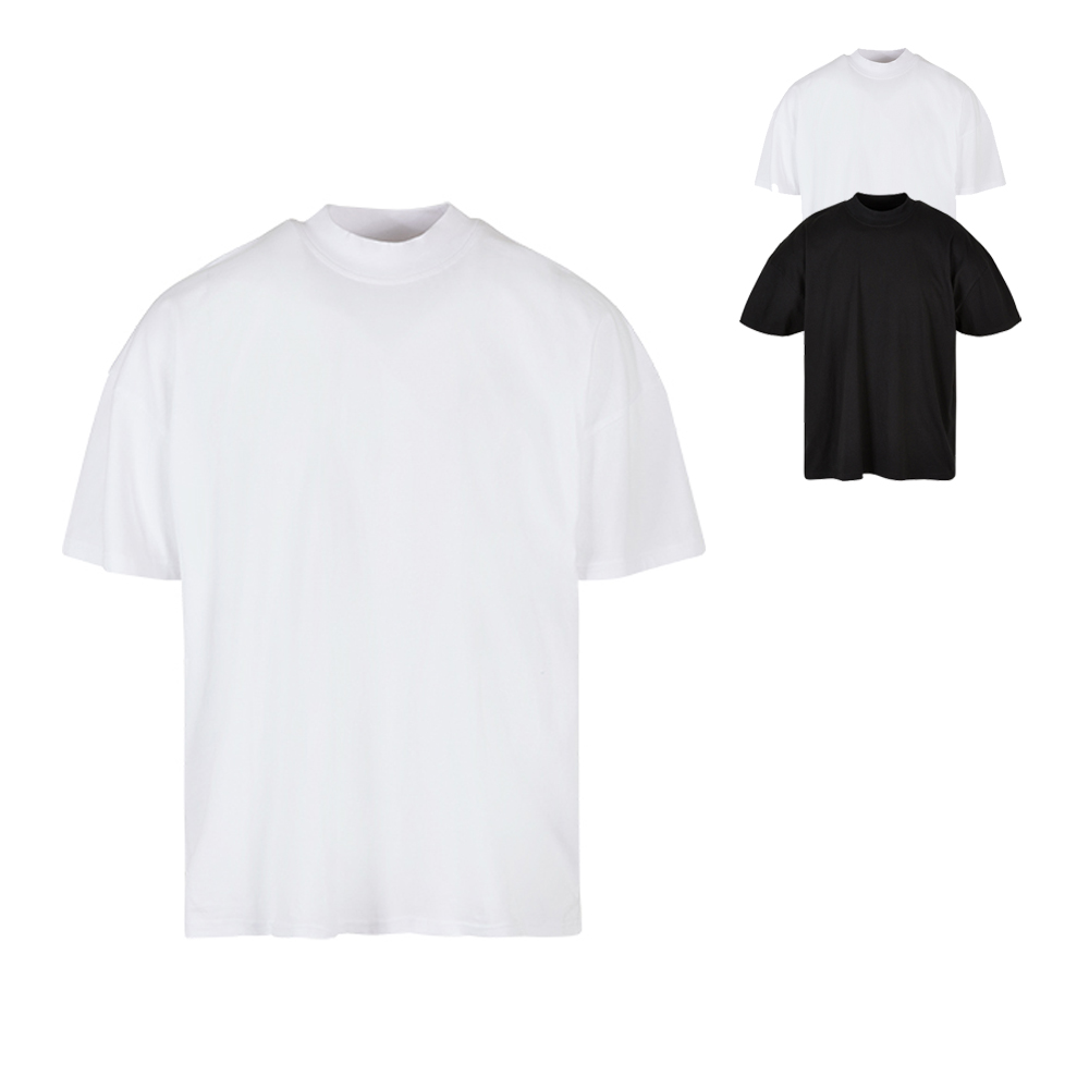 BY230 Build Your Brand Herren T-Shirt Oversize-Passform mit Stehkragen