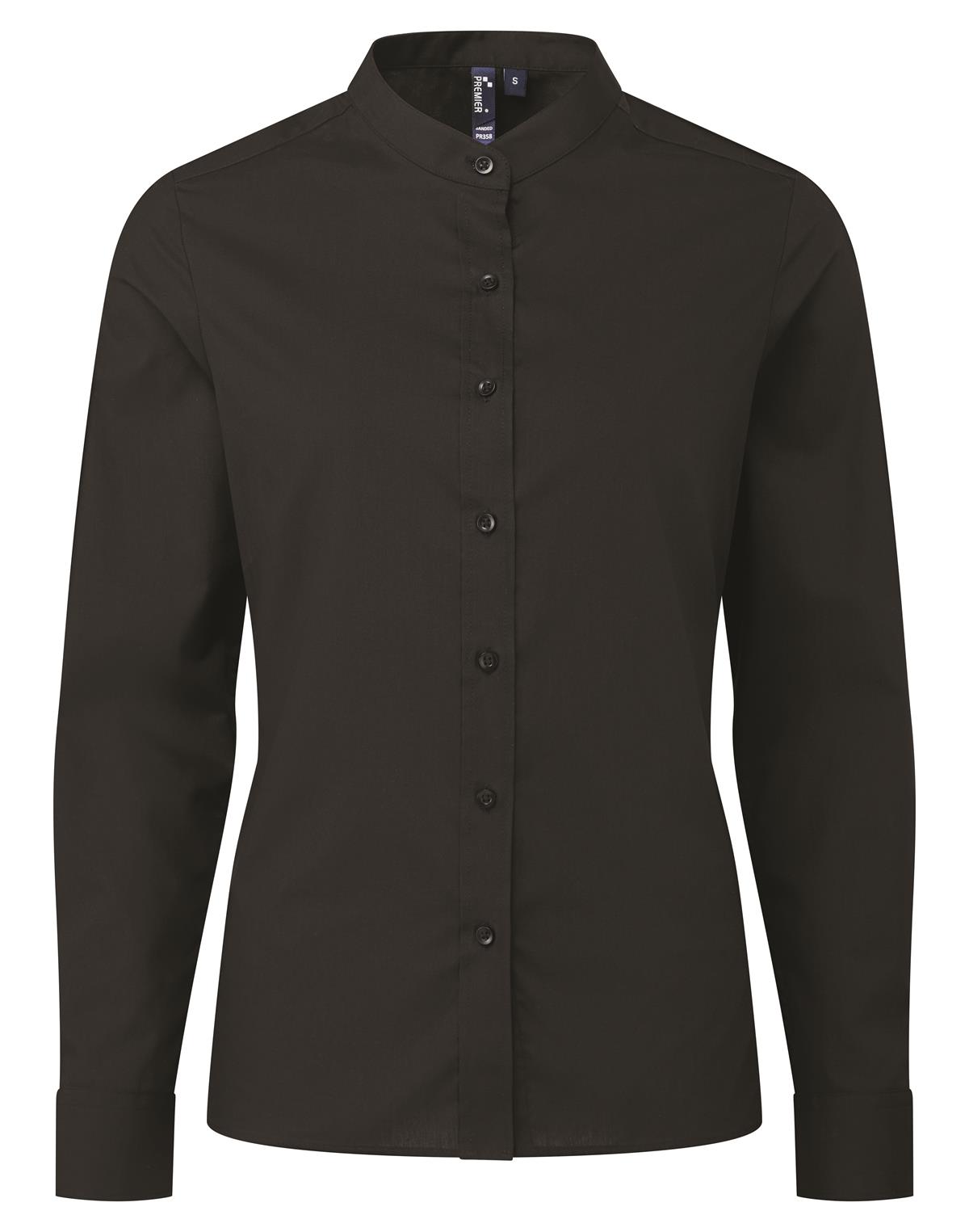 PW358 Premier Workwear Damen Bluse „Großvater“-Stehkragen langarm