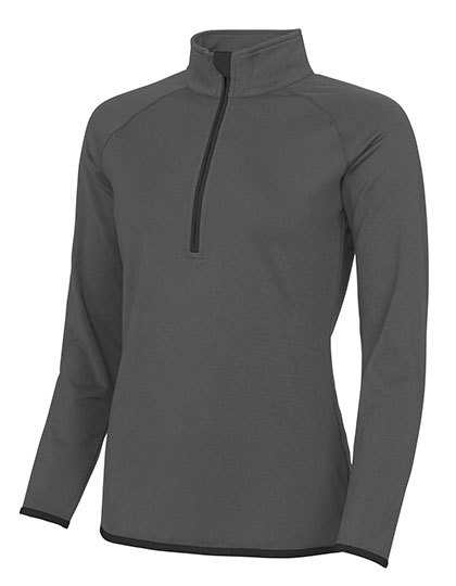 JC036 Just Cool Damen Pullover Sweatshirt mit halbem Reißverschluss