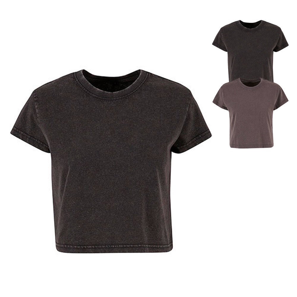 BY305 Build Your Brand Damen bauchfreies T-Shirt Vintage-Stil