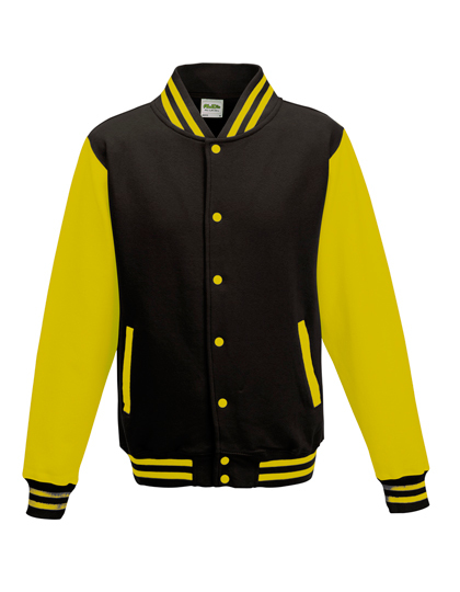 JH043 Just Hoods Jacke Baseball-Jacke mit kontrastfarbenen Ärmeln VARSITY-Jacke