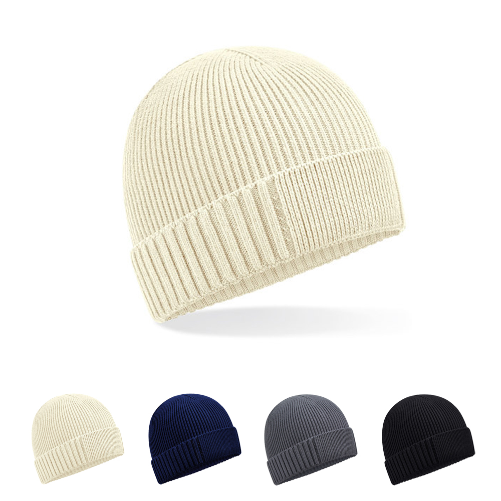 CB438N Beechfield Mütze Bio-Baumwolle mit Patch für Veredelung