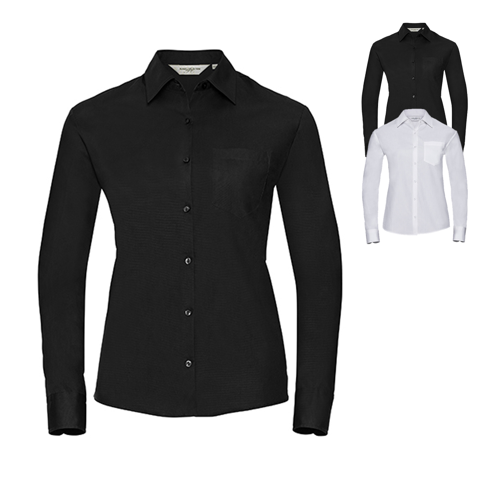 Z936F Russell Collection Langarm Popeline-Bluse