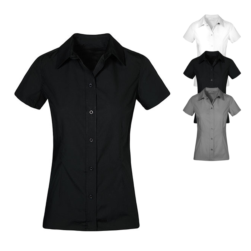 E6305 Promodoro Damen Poplin Bluse Kurzarm