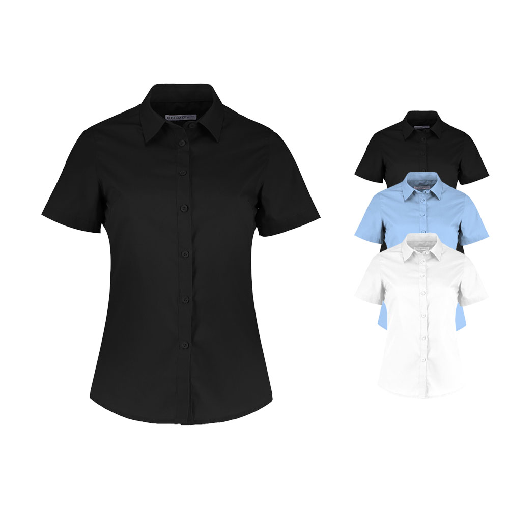 K241 Kustom Kit Dame Bluse Kurzarm Poplin Shirt