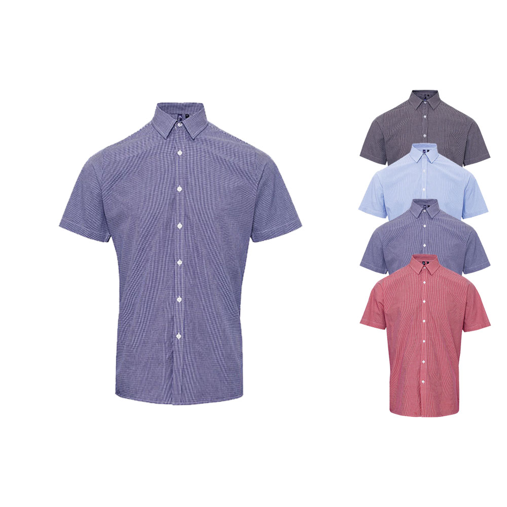 PW221 Premier Workwear Herren Vichy (Gingham) kurzarm Hemd
