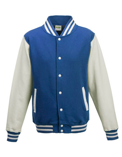 JH043 Just Hoods Jacke Baseball-Jacke mit kontrastfarbenen Ärmeln VARSITY-Jacke