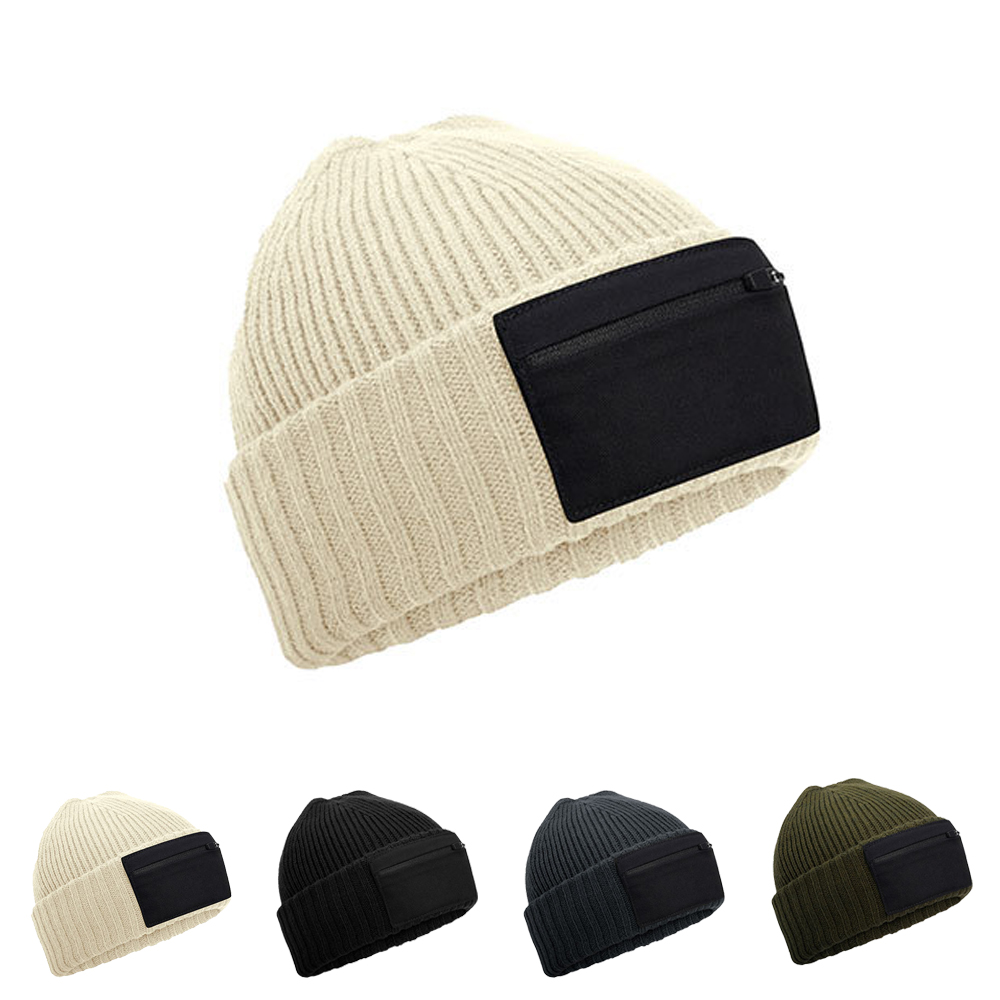 CB334R Beechfield Mütze mit Reißverschlusstasche