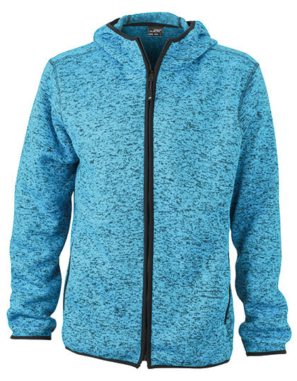 JN589 James+Nicholson Herren Strickfleece Kapuzenjacke