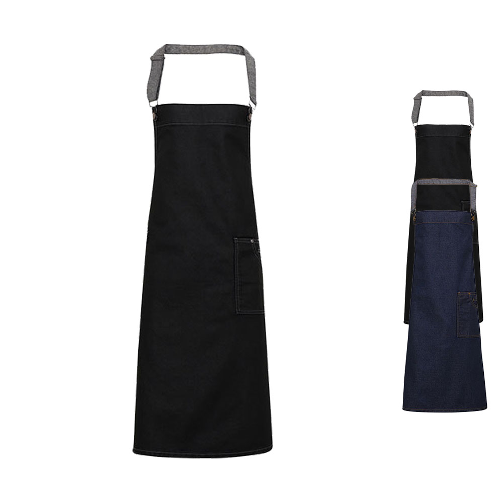 PW134 Premier Workwear Latzschürze mit XL-Jeanstasche mit Naht- und Nietendetail