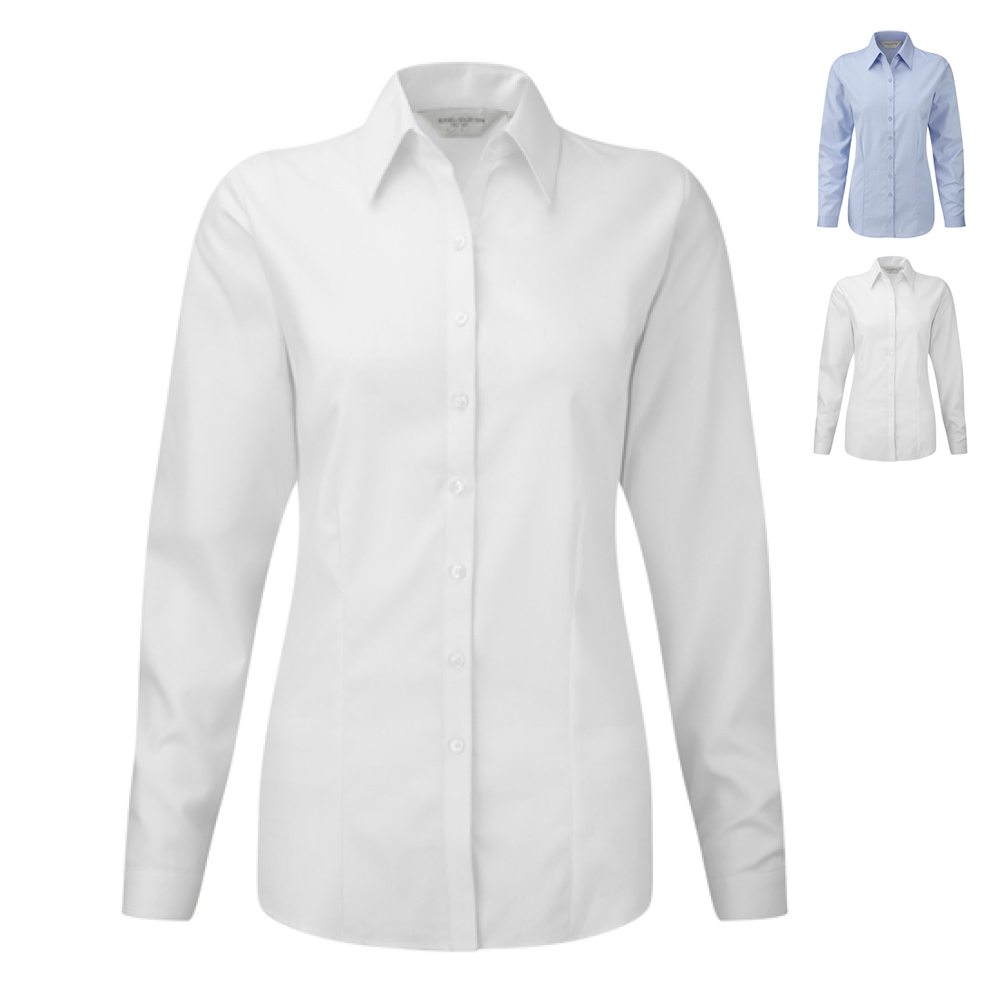 Z962F Russell Collection Fischgrätmuster Bluse Langarm Damen