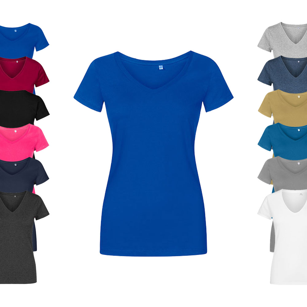 XO1525 X.O by Promodoro Damen V-Neck T-Shirt Kurzarm