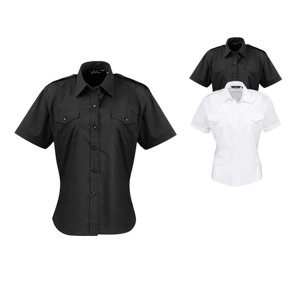 PW312 Premier Workwear Damen Piloten Bluse kurzarm