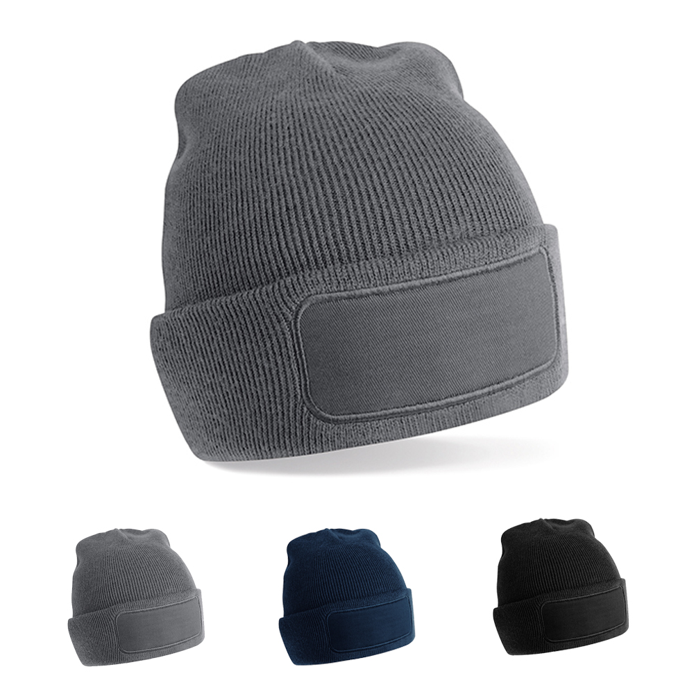 CB445R Beechfield Strickmütze mit Aufnäher aus recyceltem Polyester