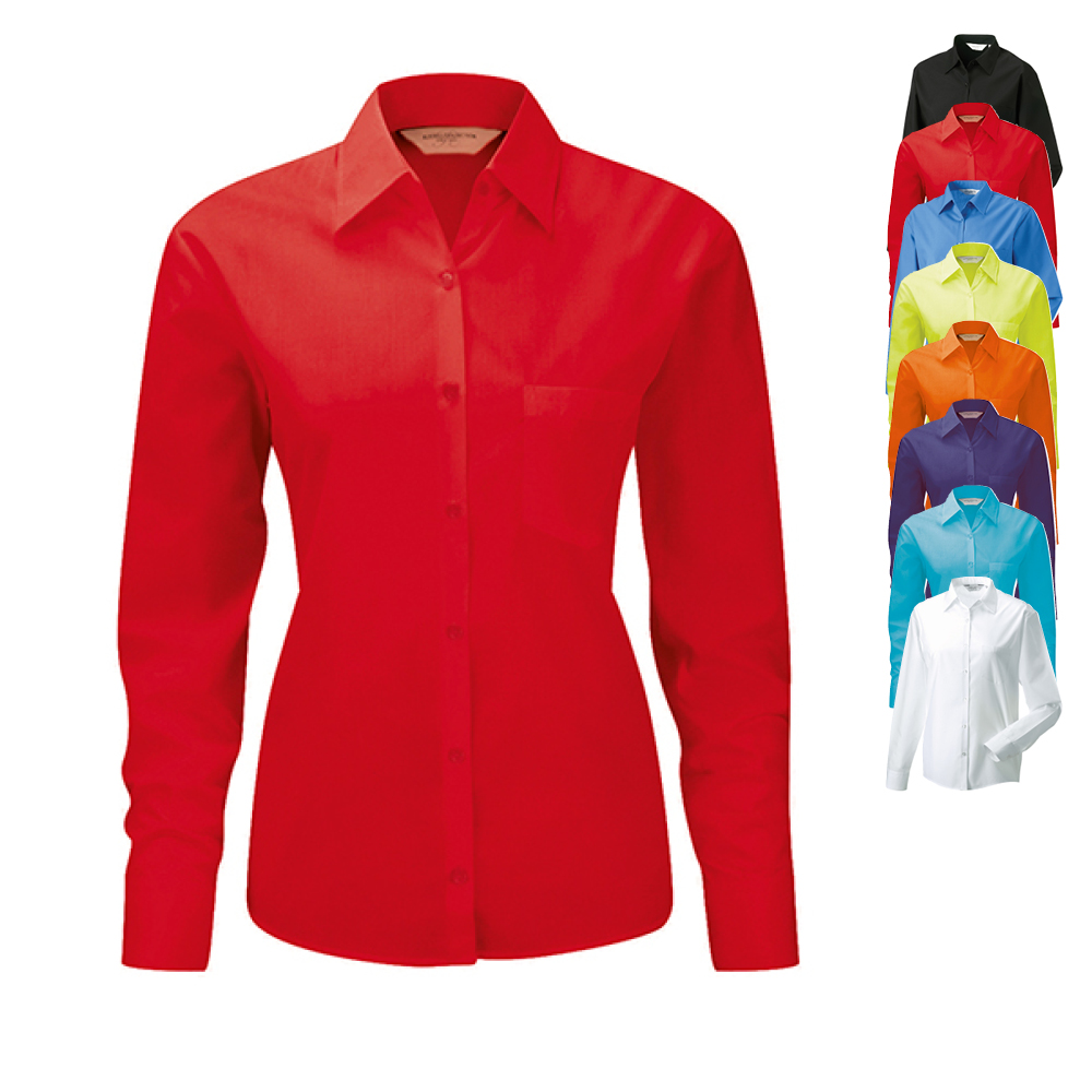 Z934F Russell Collection Langarm Popeline-Bluse