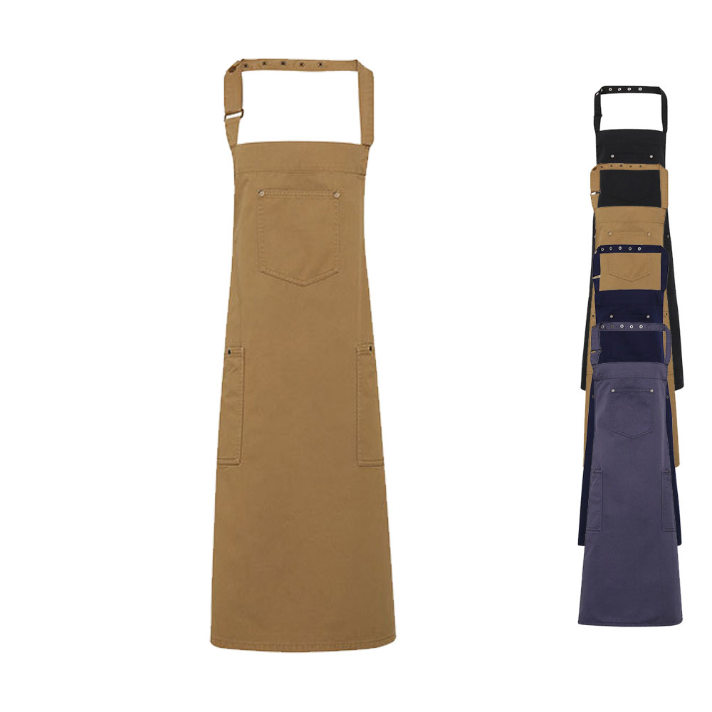 PW132 Premier Workwear Latzschürze mit im Chino-Stil genähte Taschen mit Nieten