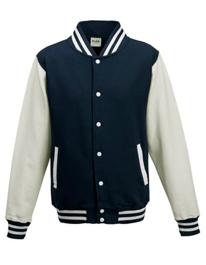 JH043 Just Hoods Jacke Baseball-Jacke mit kontrastfarbenen Ärmeln VARSITY-Jacke