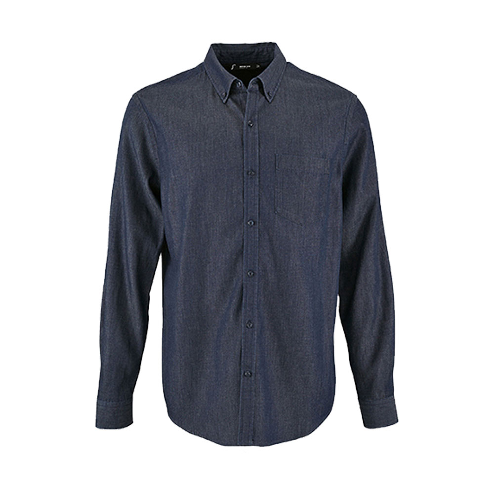 L02100 SOL´S Herren Denim Fischgrätenmuster Hemd Barry
