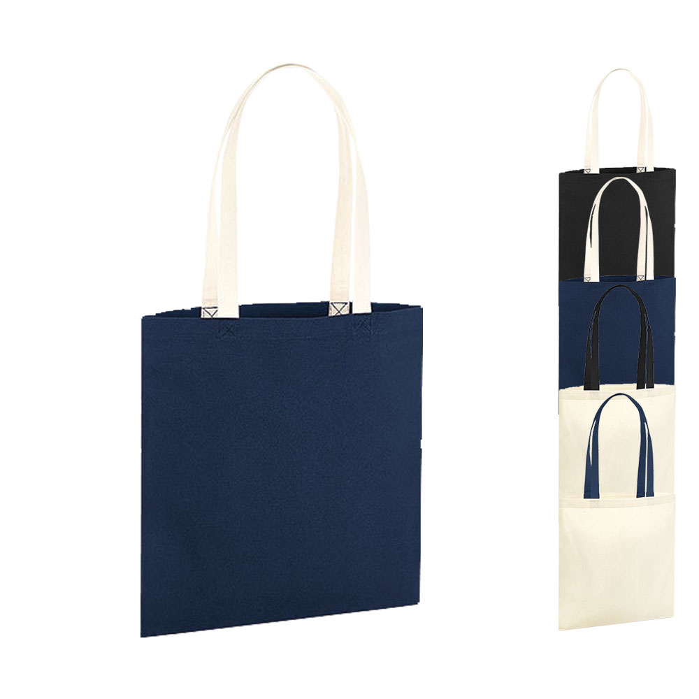 WM801C Westford Mill Baumwolltasche mit Henkeln in Kontrastfarbe
