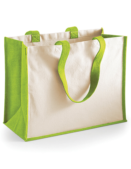 WM422 Westford Mill Jutetasche mit Baumwoll-Tragegriffe und -Seitenteile