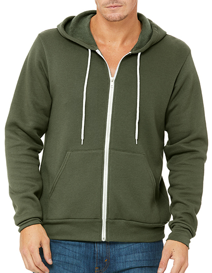 CV3739 Canvas Kapuzenjacke mit Zugband und durchgehendem weißen Metall-Reißverschluss