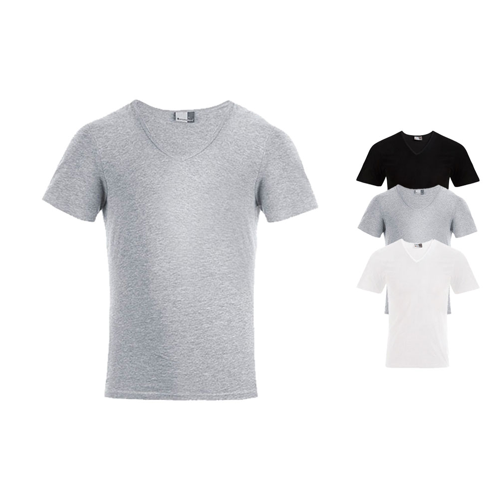 E3082 Promodoro Herren V Ausschnitt T-Shirt Figurbetont Kurzarm