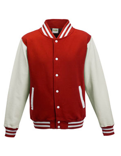 JH043K Just Hoods Kinder Jacke Baseball-Jacke mit kontrastfarbenen Ärmeln VARSITY-Jacke