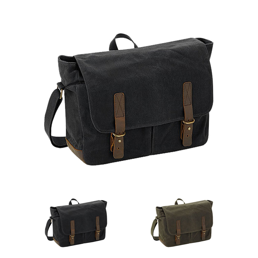 QD653 Quadra HERITAGE gewachste Baumwoll-Canvas Kuriertasche