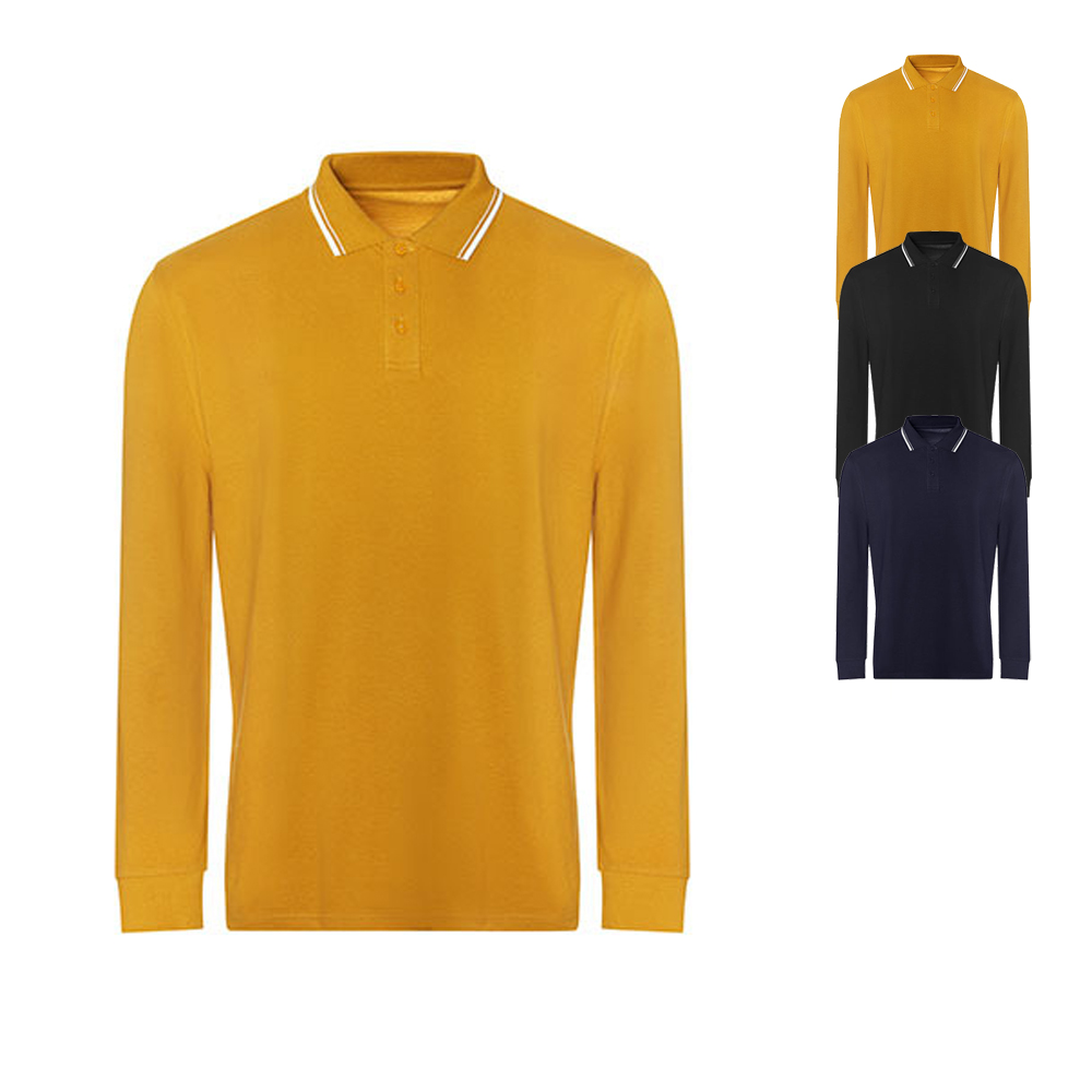 JP103 Just Polo Poloshirts Langarm 100 Polo Poloshirt Kontraststreifen 