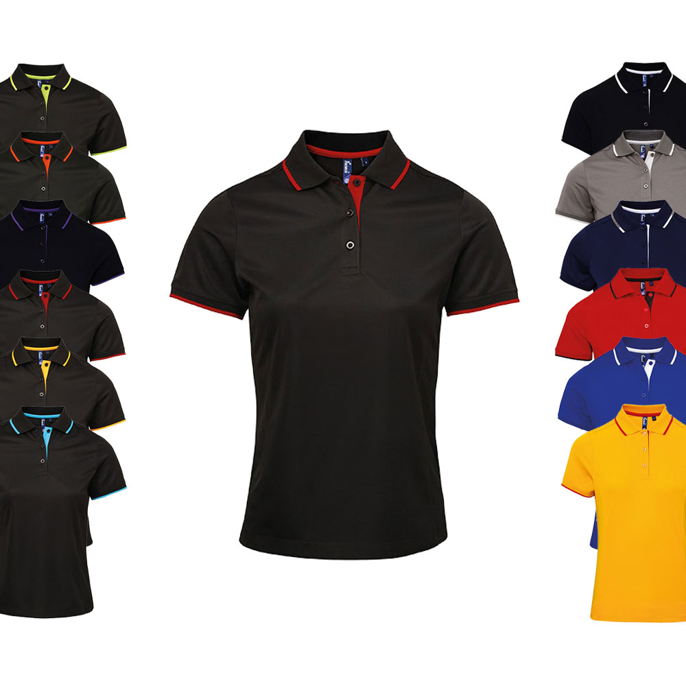 PW619 Premier Workwear Damen Kontrast Coolchecker® Polo