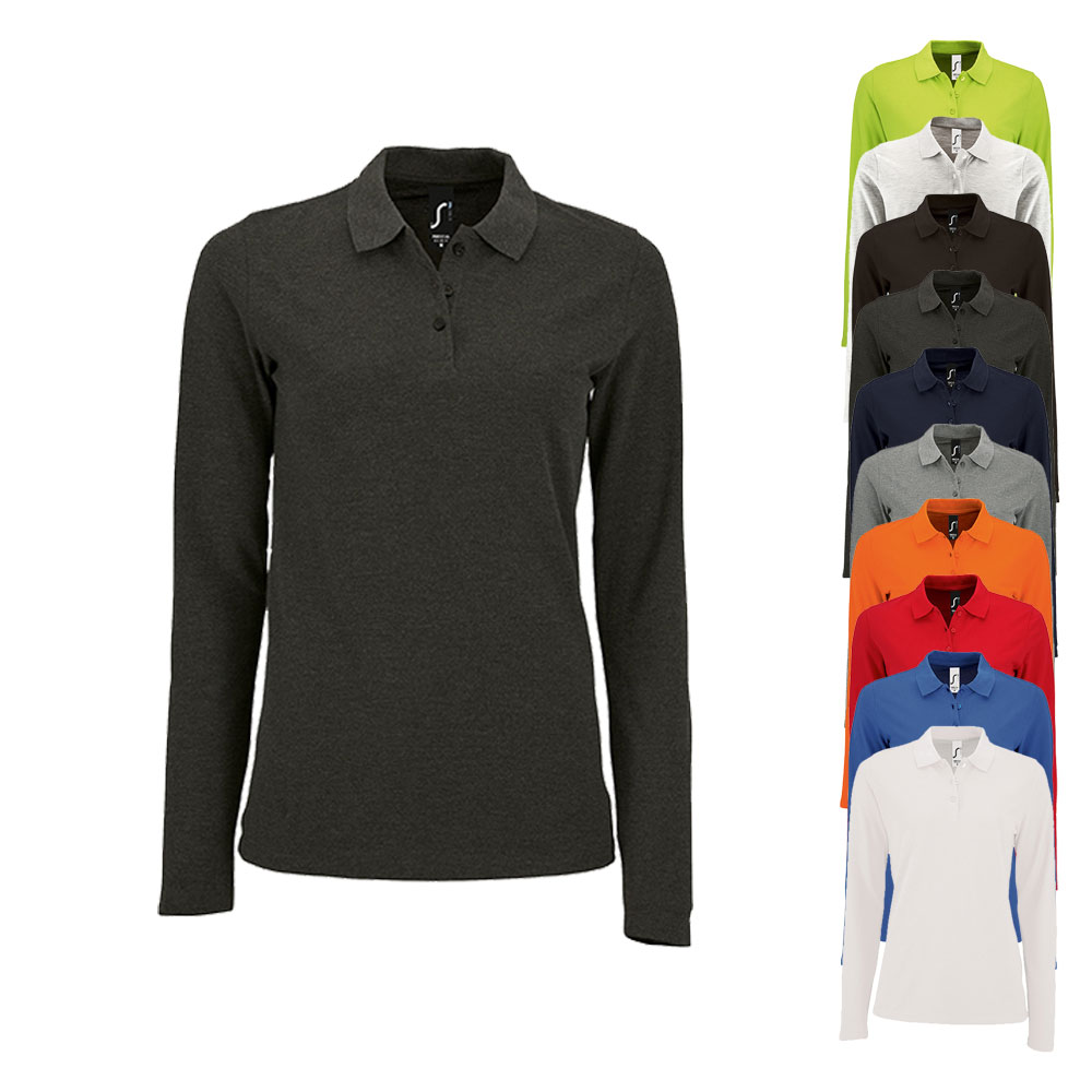 L02083 SOL´S Damen Langarm Piqué Polo Hemd Perfect