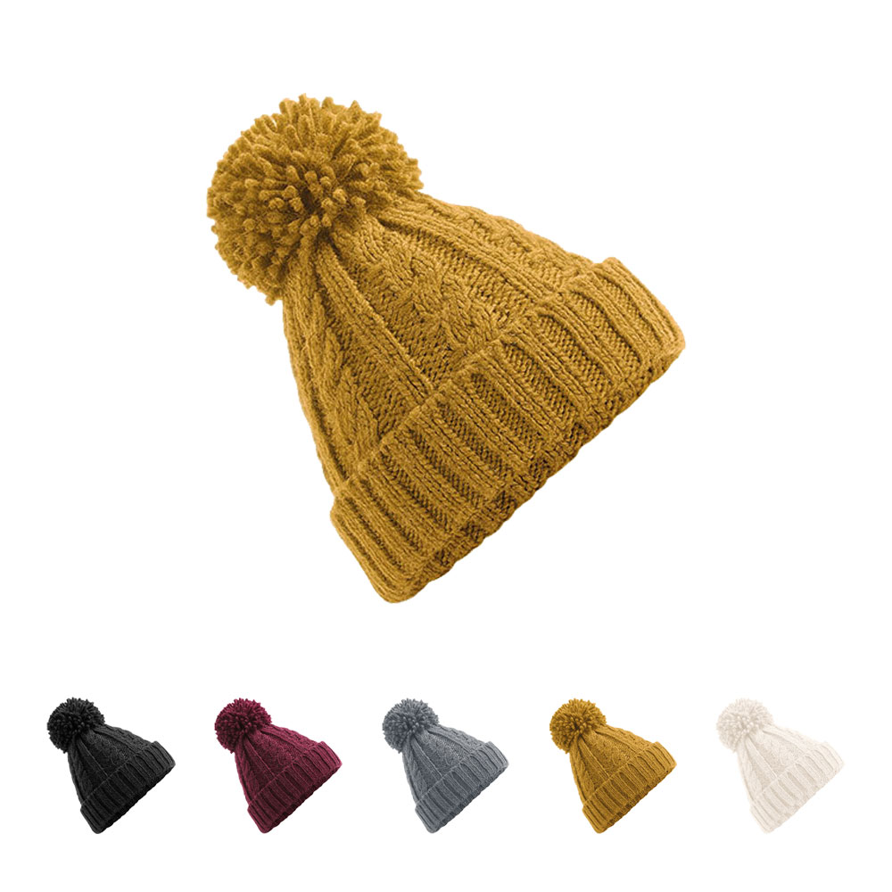 CB480 Beechfield Strickmütze Melange-Mütze mit Zopfmuster