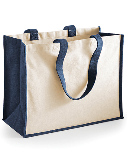 WM422 Westford Mill Jutetasche mit Baumwoll-Tragegriffe und -Seitenteile