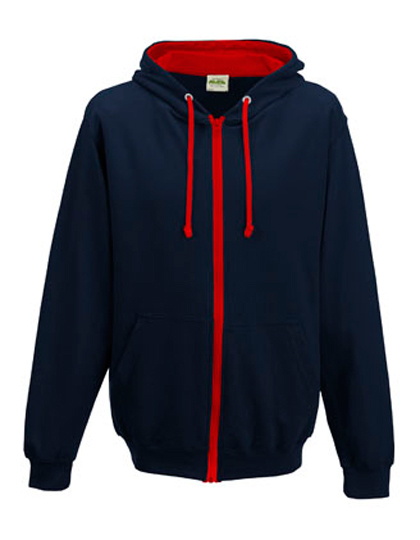 JH053 Just Hoods Kapuzenjacke mit kontrastfarbenem Kunststoff-Reißverschluss
