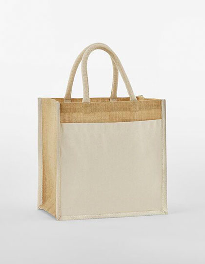WM483 Westford Mill natürlich gestärkte Jute Midi Tasche mit Vordertasche