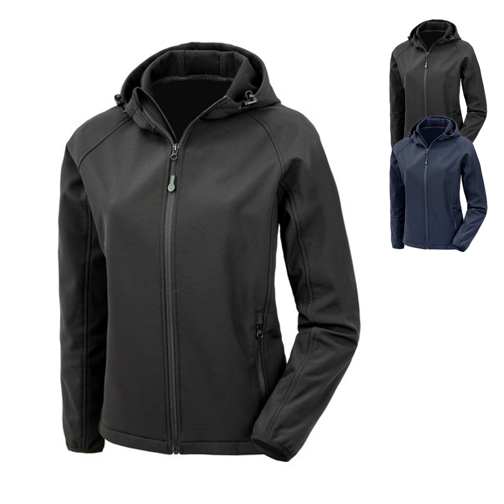 RT911F Result Genuine Recycled Damen recycelte 3-lagige bedruckbare Softshell Jacke mit Kapuze